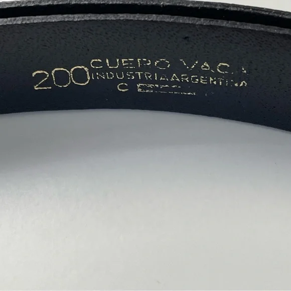 Vintage Cuero Vaca Industria Argentina Dark Brown Leather Belt w/Gold Hardware - Picture 5 of 12